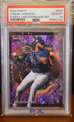 2024 Finest #203 Junior Caminero Purple Checkerboard Refractor /75 *PSA 10 GEM*