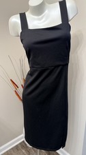 NWT Maurices 24/7 Black Square Neck Midi Dress Front Side Slit Sz Large Classy