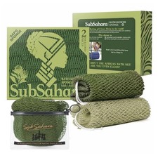 Authentic African Net Sponge, 2 Pack 45-Inch Exfoliating Bath Sponge and Shower
