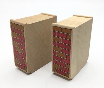 Wooden Riser Block Supports for Elevated Ascending Train Track Set of 2 Brick