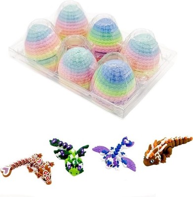 6er-Pack kleine Mystery-Eier,3D-gedruckte Dracheneier mit farbigem Drachen darin
