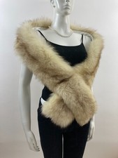Beautiful  Fluffy Arctic Fox Fur Wrap Stole Scarf - New Satin Lining - Vintage