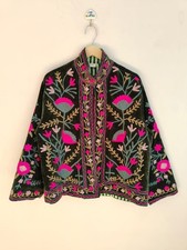 Handmade Outerwear Coat Hand Embroidery Velvet Suzani Coat Party Wear Jacket