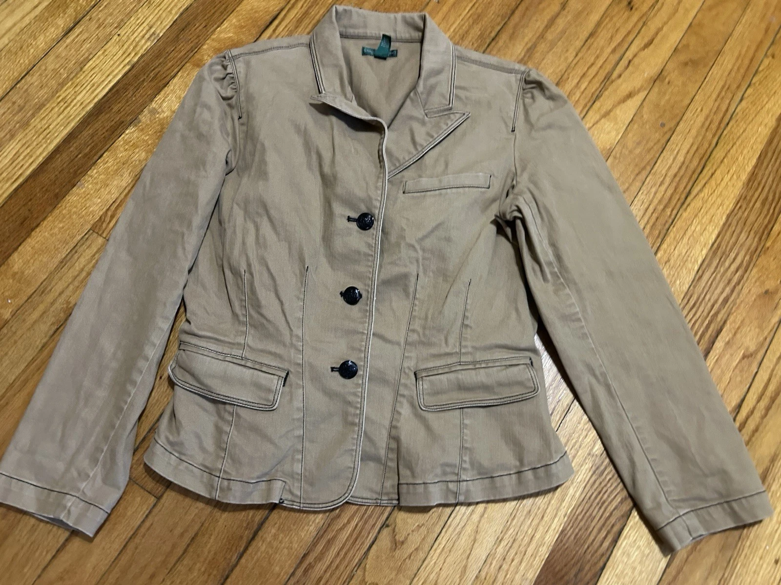 VTG Equestrian Lauren Jeans Co. Ralph Lauren Tan Button Jacket Blazer Womens XL
