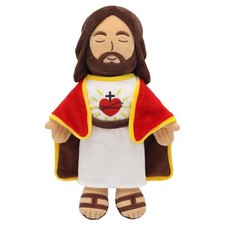 13.4" Jesus Plush Doll for Jesus Plushie with Red Gold-Trimmed Shawl Christia...