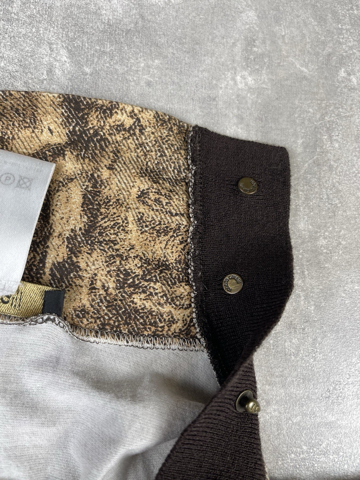 Roberto Cavalli Avant Garde Textured Print High Neck Top Brown Beige Size XS IT