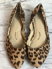Time and Tru-classic pointy toe ballet flat-brown and black leopard print fabric