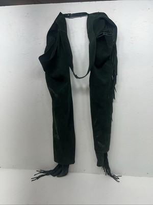 NOS Green Whitman Show Chaps With Fringe Adjustable Waist 44  L-23