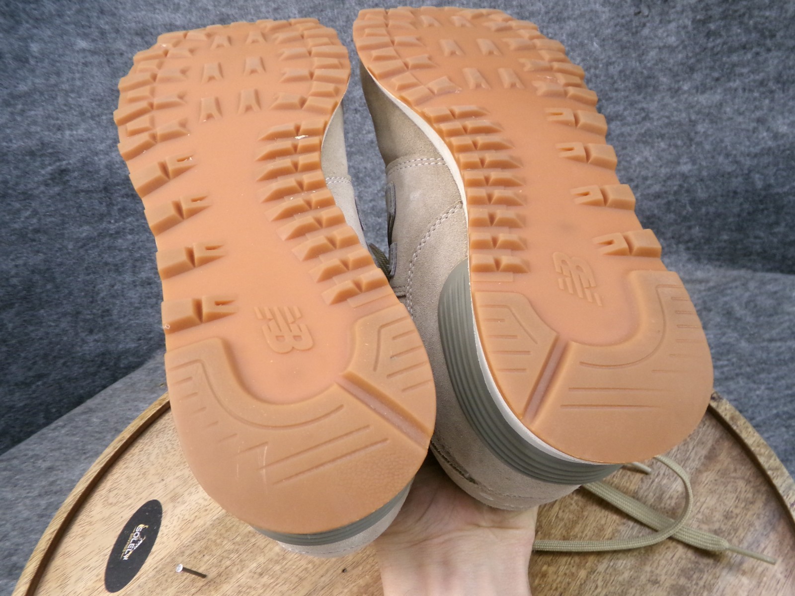 New Balance 574 Mens Size 9 D Beige Tan Suede Athletic Sneakers Shoes ML574ESF thumbnail 10