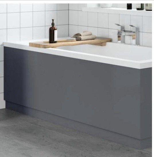 Grey Gloss Bath Panel 1700mm - Side MDF Modern 18mm Thickness Bathroom