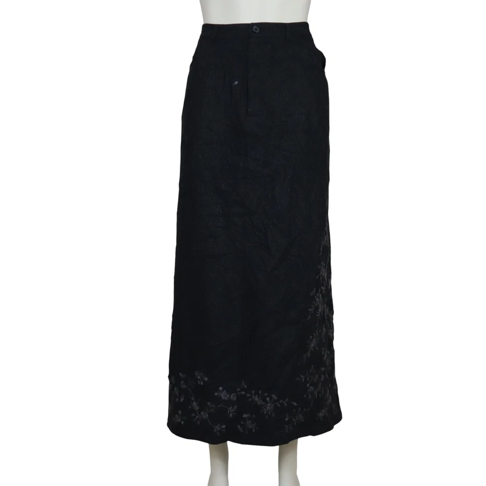 Falda larga de lana Eddie Bauer vintage a medida en relieve floral gris para mujer 14 Foto 2 de 4