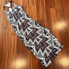 New NWT Free People Black Dress Zigzag Geo Pattern Sleeveless Halter Size 4