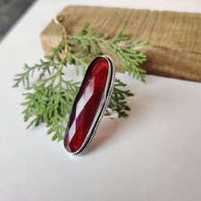 Wonderful Garnet Gemstone Ring 925 Sterling Silver Wedding Gift Boho Ring PG7549