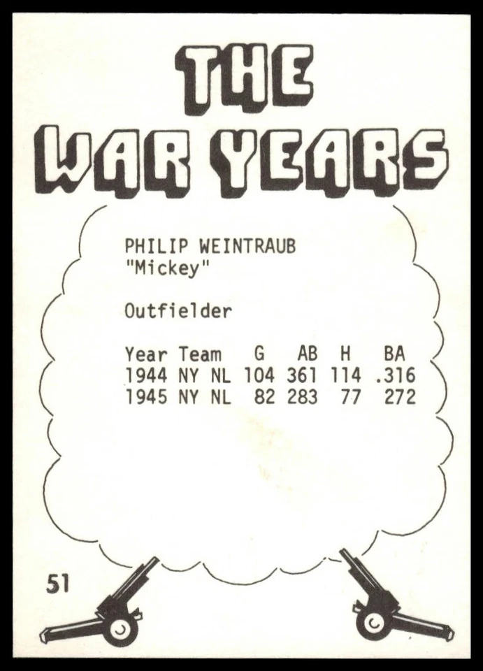 1977 TCMA The War Years #51 Philip Weintraub - Image 2 of 2