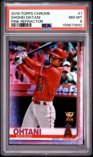 2019 Topps Chrome #1 Shohei Ohtani Pink Refractor  PSA 8 Angels