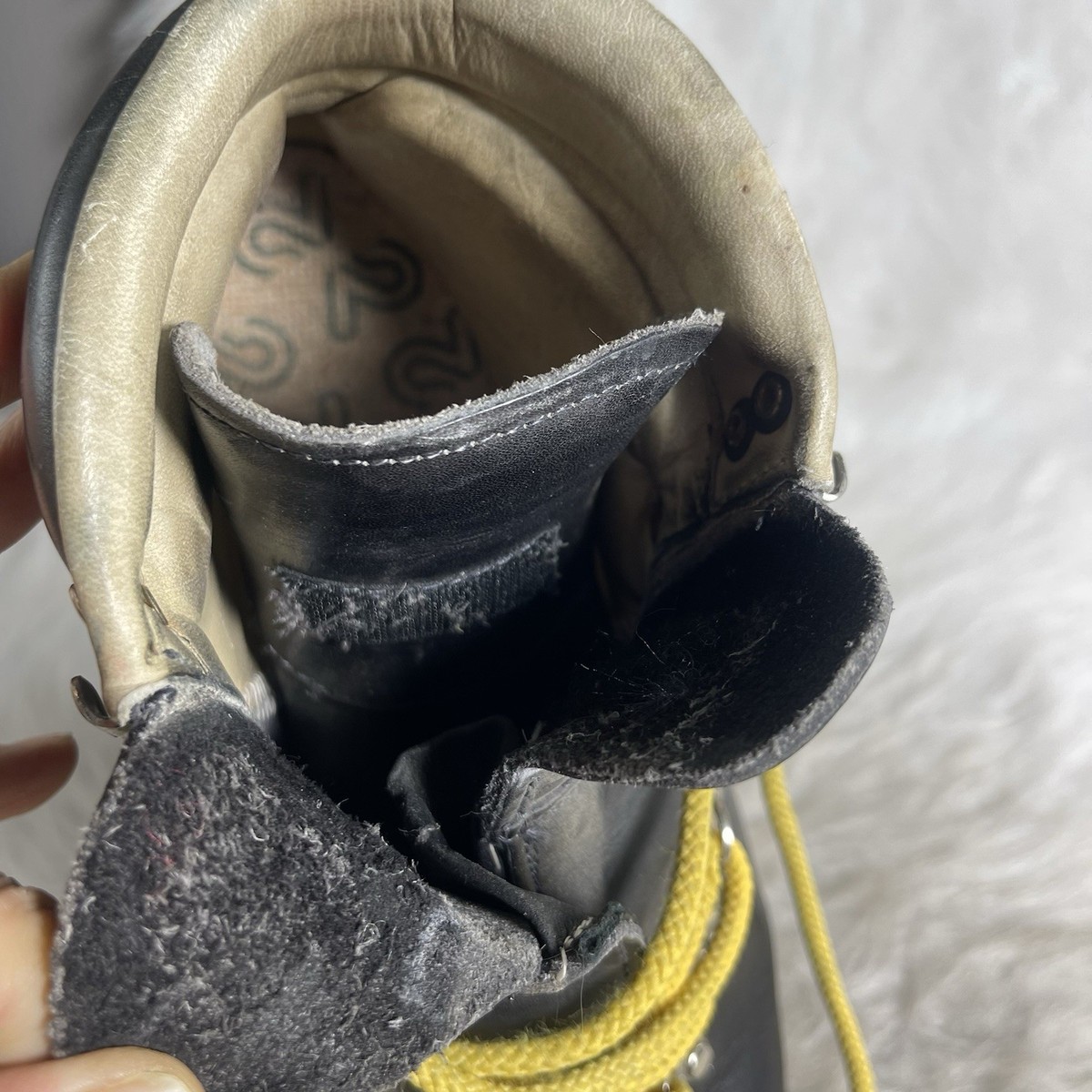 Asolo Sport Snowing Boots Black Leather Yellow Laces Made In Italy