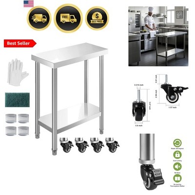 NSF Stainless Steel Table for Prep & Work with Caster 24x12 Inches, Metal Com...