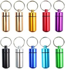 10 Pcs Portable Pill Case Keychain Multicolor