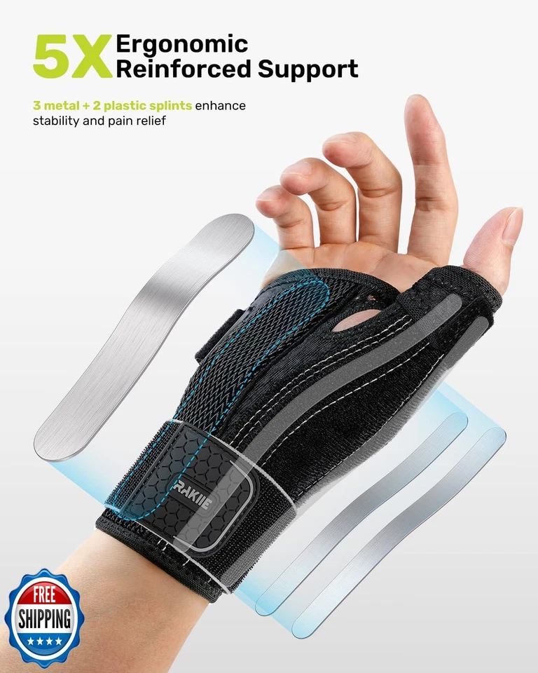Férula Rakiie Pulgar Spica Mano Derecha, Muñequera Suave Ligera para Carpo Foto 2 de 4