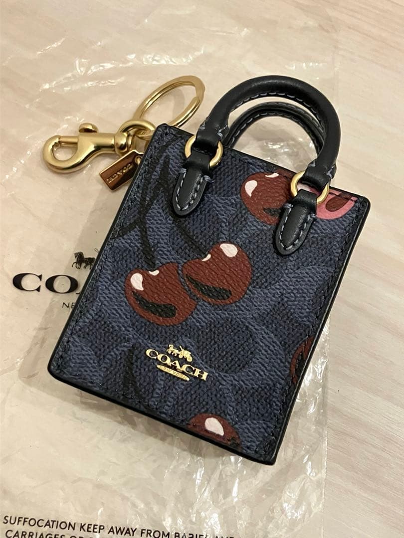 COACH cherry pattern mini bag type key ring charm - image 1