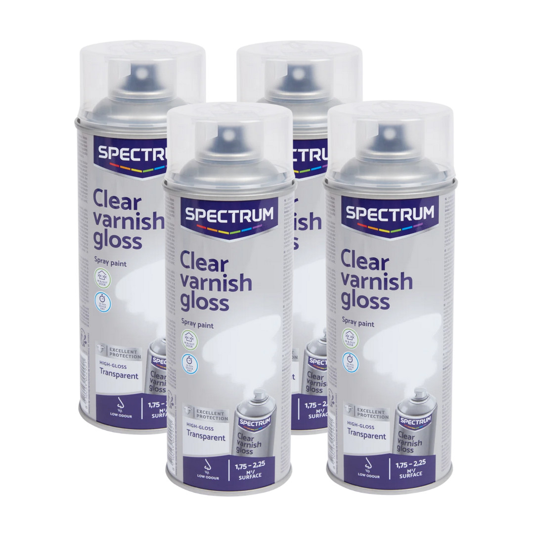Vernis transparent brillant Spectrum en spray protection anti-rayure lot de 4