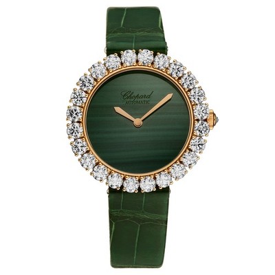 Chopard LHeure Du Diamant Malachite Dial Leather Automatic Watch 13A419-5001