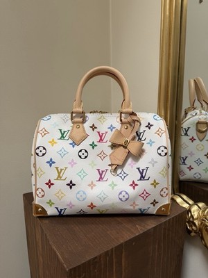Louis Vuitton x Takashi Murakami Speedy Bandouliere 25 White Multicolored NEW