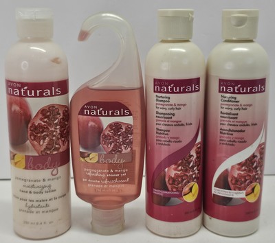Avon Naturals Pomegranate & Mango 4 Pc Set Shampoo Conditioner Lotion Body Wash