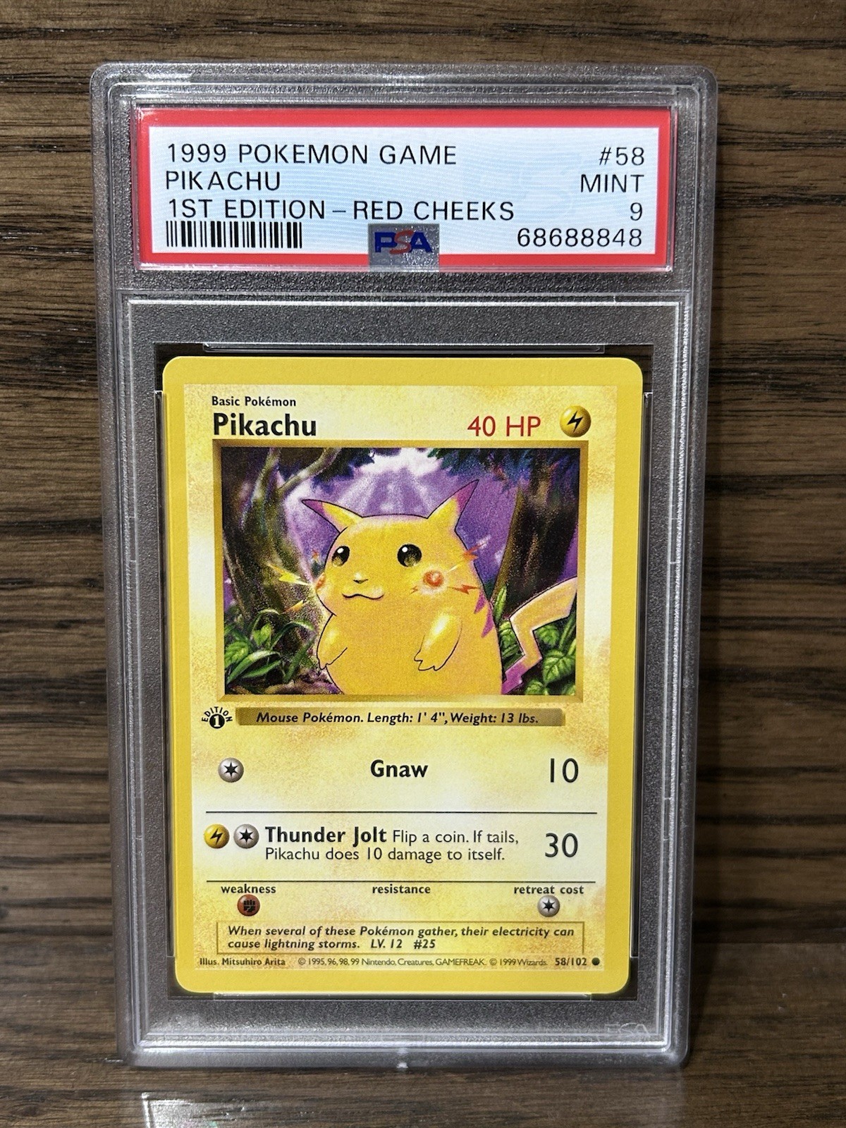 1999 Pikachu-Red Cheeks Pokemon Base Set Shadowless 1st Edition #58 PSA 9 MINT