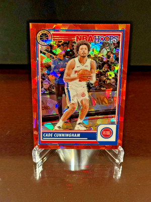 2023-24 Nba Hoops Premium Stock Cade Cunningham Red Ice Prizms /99 Pistons