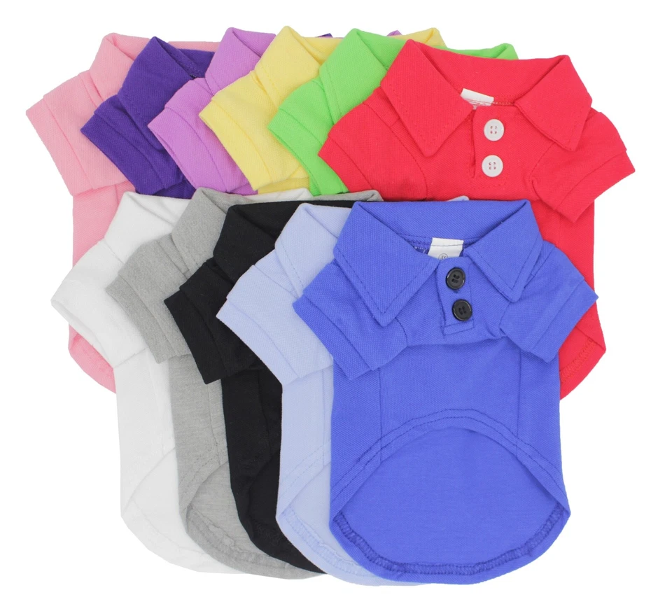 Basic Dog Polo Shirts Premium Cotton, Polo T-Shirts for Large Medium Small Dogs - Image 4 of 4