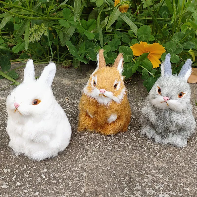 Realistic Mini Rabbits Chick Handmade Easter Bunnies Fur Animal
