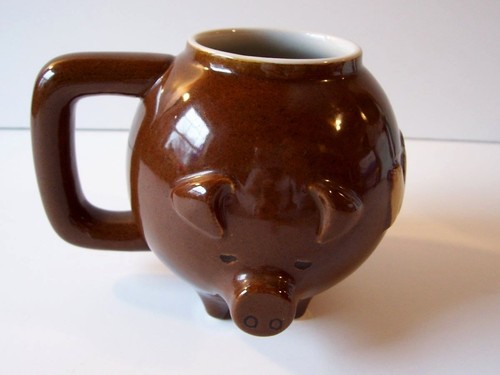 figural footed pig stoneware coffee mug mcp male chauvinist pig