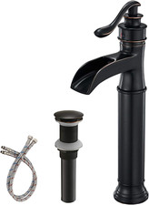 Oil Rubbed Bronze Tall Vessel Faucet - Single Handle Waterfall Spout