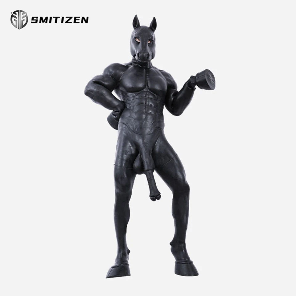 Botas Smitizen preto silicone perna longa casco sapatos fantasias animais para Halloween - Imagem 4 de 4