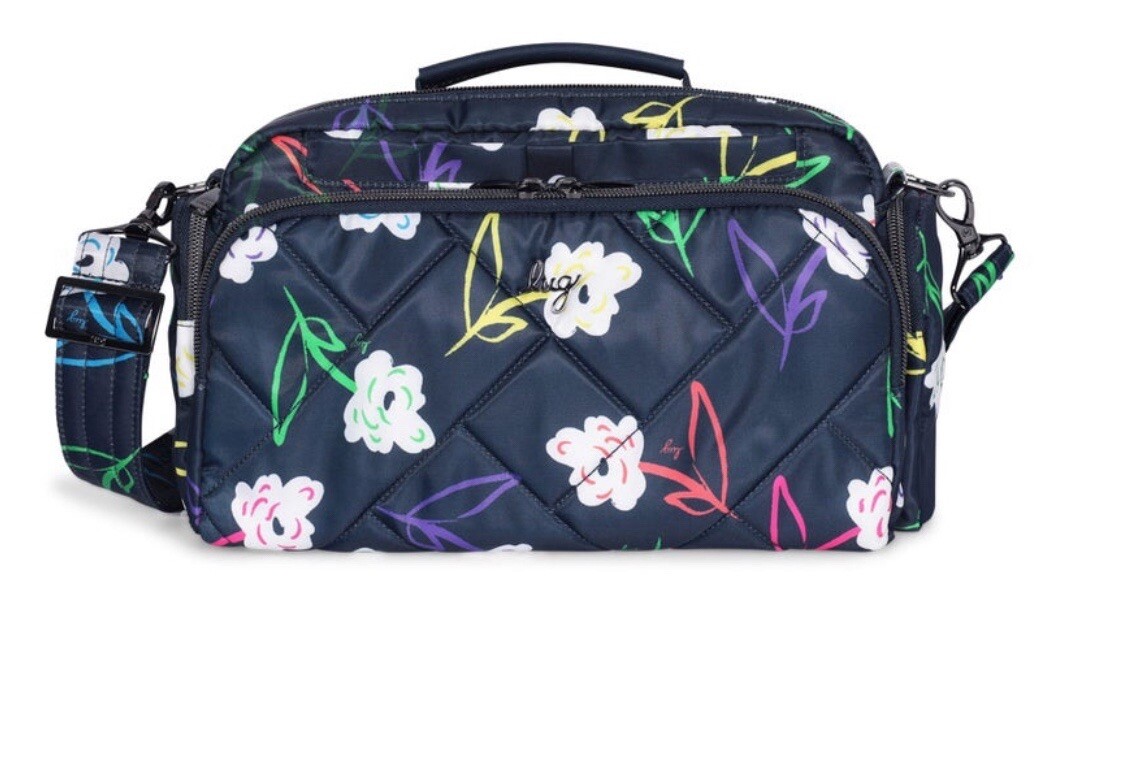 NWT LUG Trolley 2 Crossbody Bag Top Handle Quilted Purse. Bright Floral