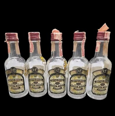 Lot Of 5 Chivas Regal Glass Mini Empty Bottle 