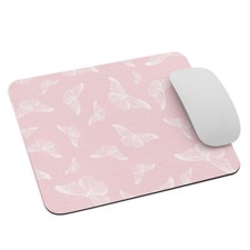 Pink and White Mouse Pad with Butterflies NEW Butterfly Theme