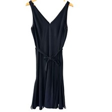 Adrianna Papell Dark Blue Moon Crepe and Chiffon Godet Evening Dress Size 10 NWT