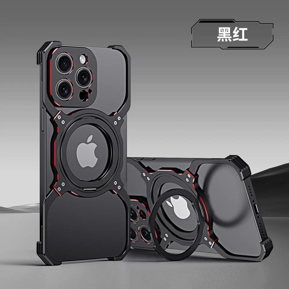 Capa masculina magnética à prova de terremotos metal ultrafina Magsafe suporte 360° para iPhone 15 - Imagem 2 de 4