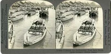 Stereoview Japan TOKYO Canal Boats Nihonbashi-ku Shops 14945 307 20513 fx