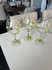 Hand Painted Spring Flowers 7.5” Tall Wine Glasses, Set Of 3 Yellow Floral EUC — photo 3