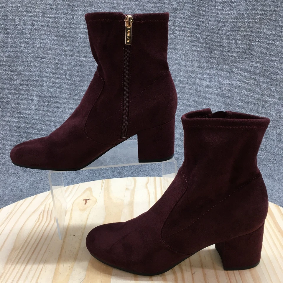 Unisa Boots Womens 6.5 M Chelsea Burgundy Pull On Casual Ankle Top Block Heels - Image 3 of 4