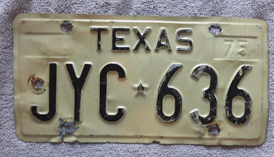 Vintage Texas License Plate JYC 636 auto car metal man cave sign TX USA