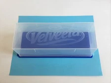 Kraft Velveeta Cheese Box Keeper Container Clear Blue Plastic USA Holds 2lb EUC