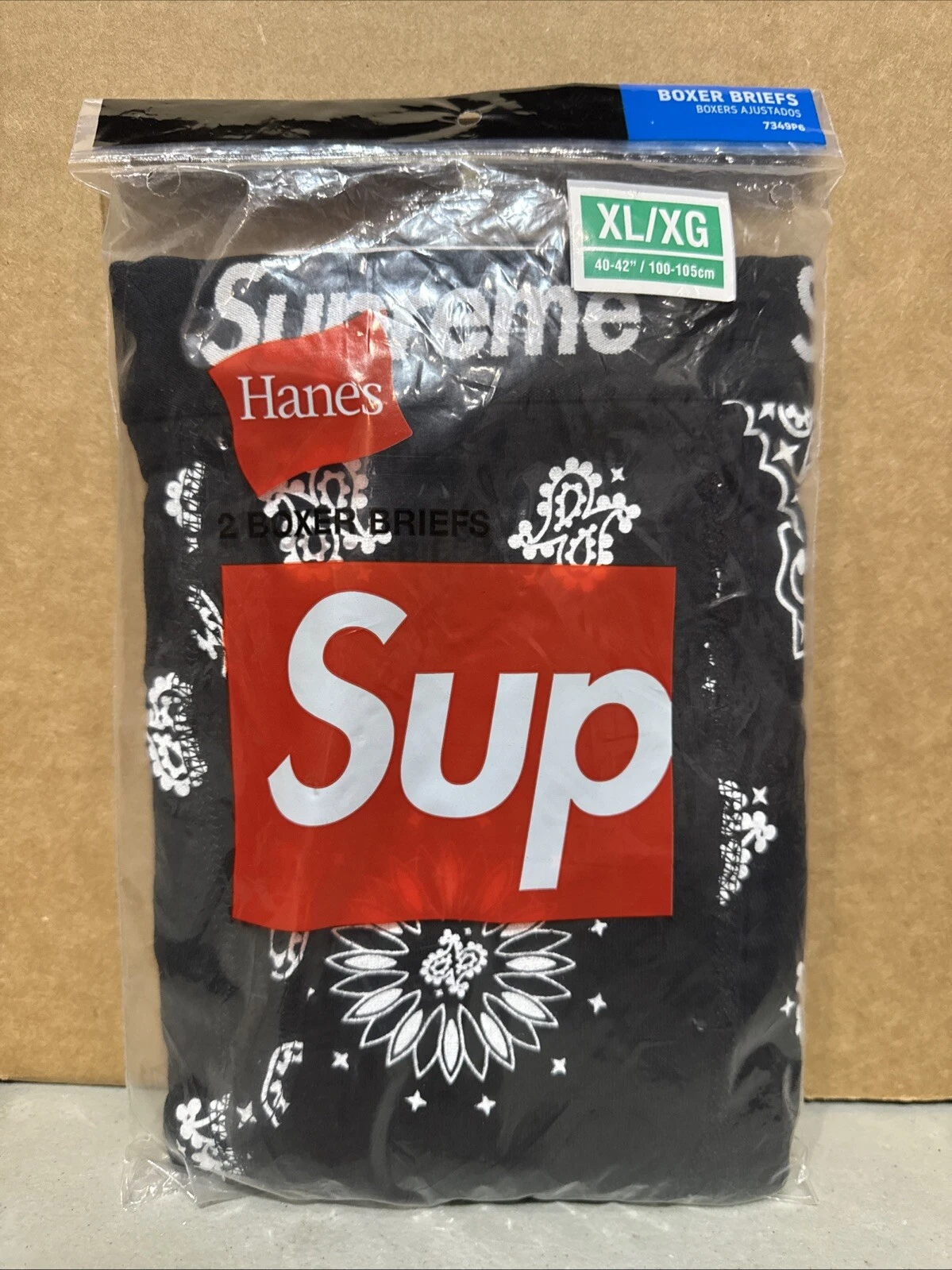 Boxer noir bandana Supreme Hanes taille XL (lot de 2) neuf