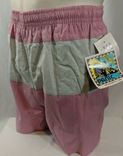 VTG 90's Pink Panic High Tide Men's Lined Swim Trunks Size 32-34 Bathing Suit