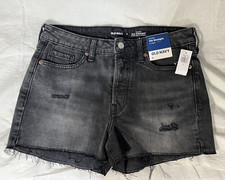 NWT Old Navy Sz 8 High Rise Button Fly Distressed Black 3" Denim Jean Shorts