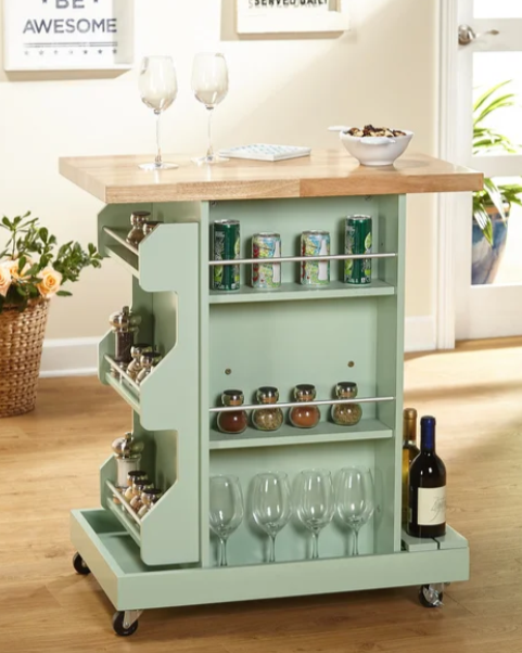 Small Kitchen Island Cart On Wheels And Storage Narrow Butcher