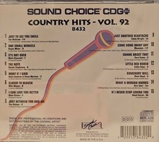 SC8432 COUNTRY HITS NEW IN PLASTIC SOUND CHOICE KARAOKE CDG LOT WA